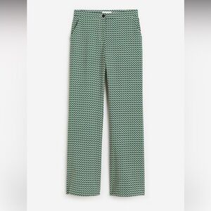 H&M Women's Green Pattern Wide Leg Trousers Size 4